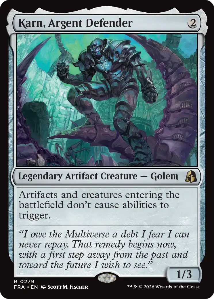 Karn, Argent Defender - Rare Legendary Artifact Creature — Golem card from Reality Fracture