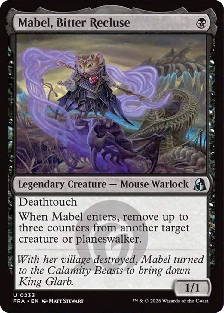 Mabel, Bitter Recluse - Uncommon Legendary Creature — Mouse Warlock card from Reality Fracture
