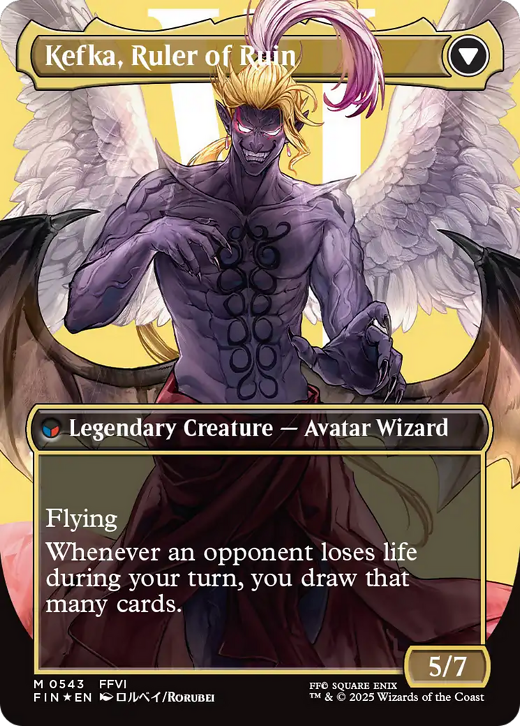 Back face of Kefka, Court Mage // Kefka, Ruler of Ruin - Legendary Creature — Avatar Wizard card