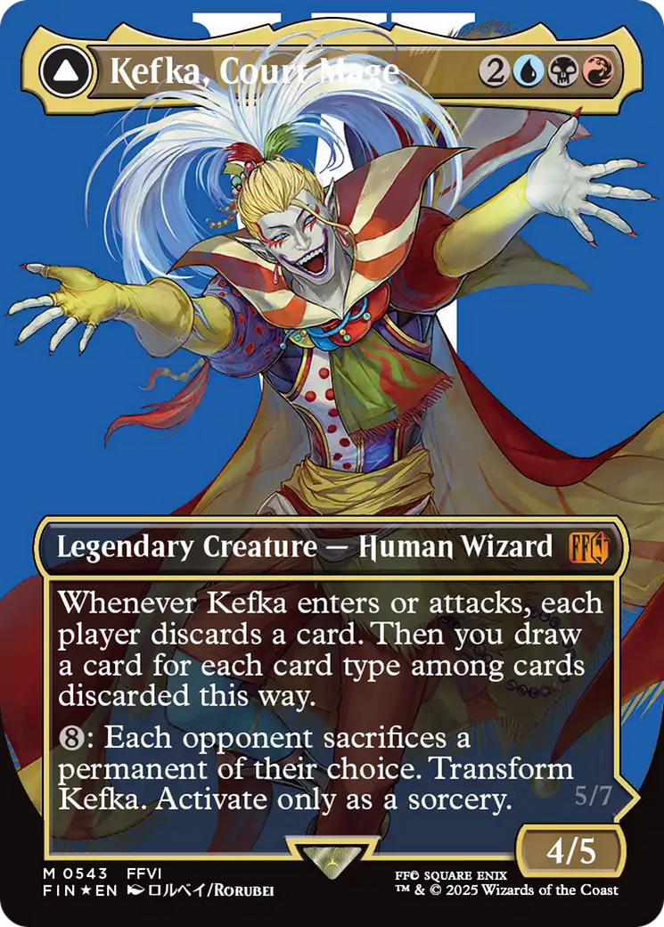 Kefka, Court Mage // Kefka, Ruler of Ruin - Mythic Legendary Creature — Avatar Wizard card from Final Fantasy
