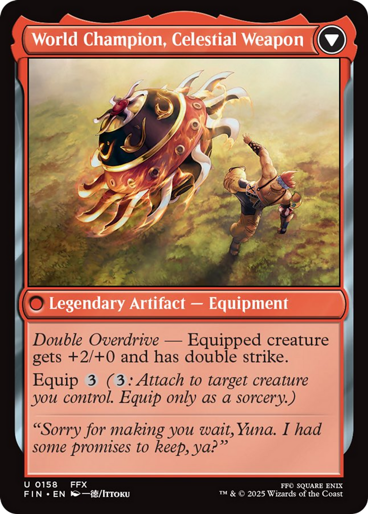 Back face of Sidequest: Play Blitzball // World Champion, Celestial Weapon - Enchantment card
