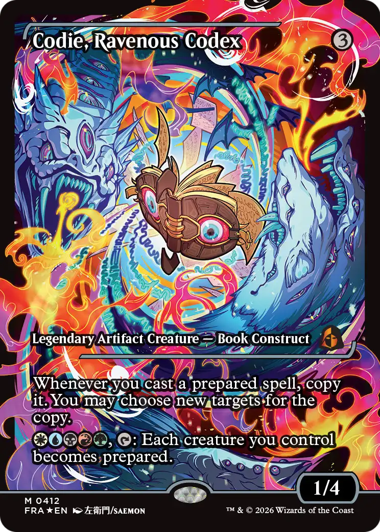 Codie, Ravenous Codex - Mythic Legendary Artifact Creature — Book Construct card from Reality Fracture