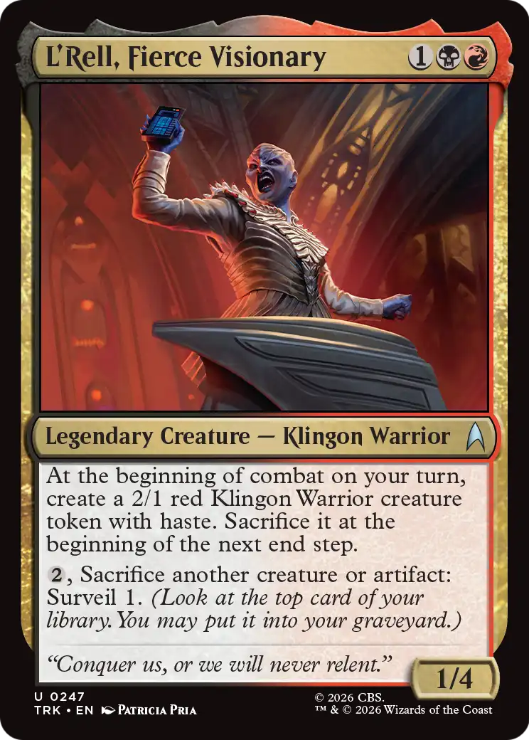 L'Rell, Fierce Visionary - Uncommon Legendary Creature — Klingon Warrior card from Star Trek