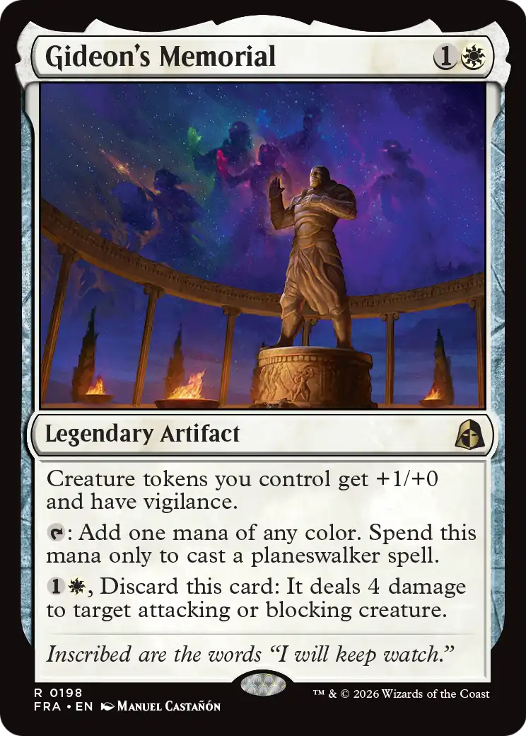 Gideon's Memorial - Rare Legendary Artifact card from Reality Fracture