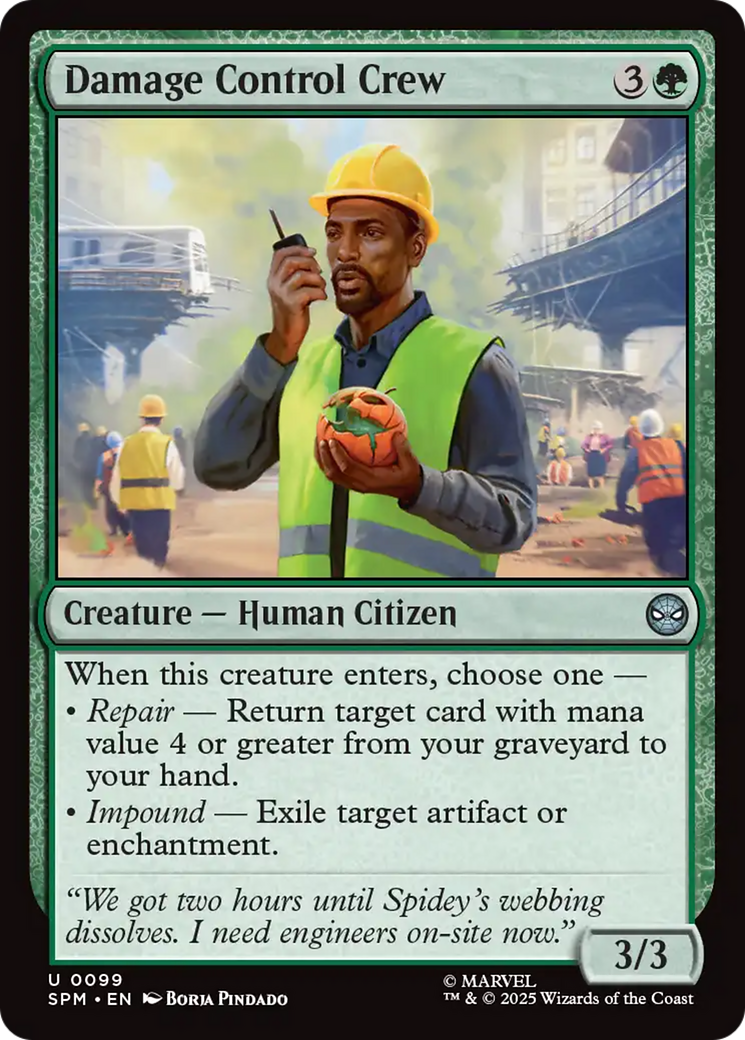 Damage Control Crew - Uncommon Creature — Human Citizen card from Marvel's Spider-Man