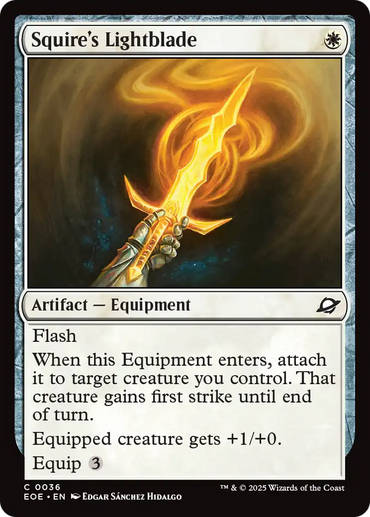 Squire's Lightblade - Common Artifact — Equipment card from Edge of Eternities