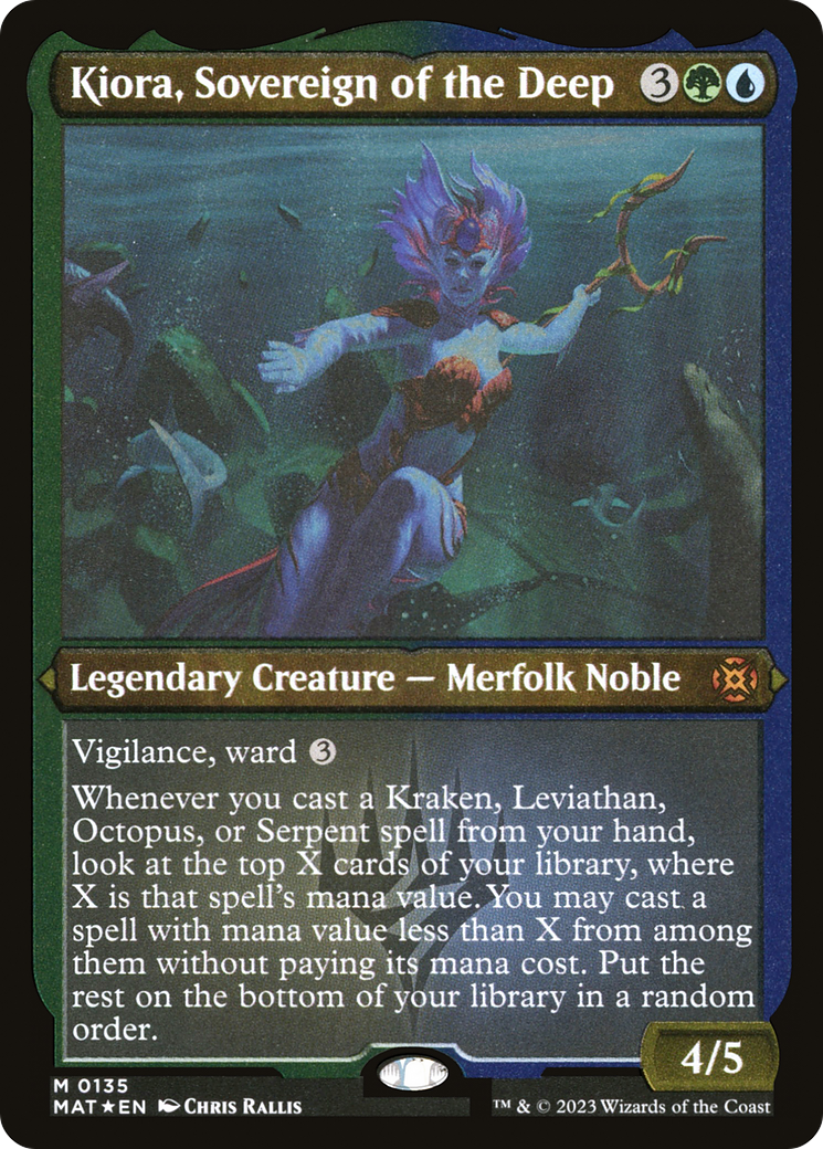 Kiora, Sovereign of the Deep - Mythic Legendary Creature — Merfolk Noble card from March of the Machine: The Aftermath
