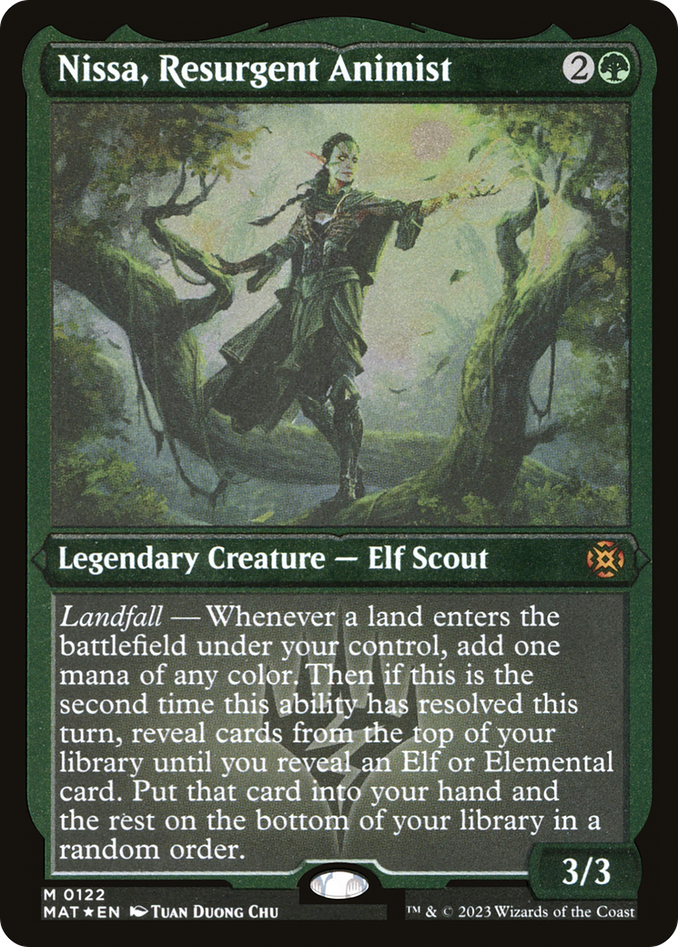 Nissa, Resurgent Animist - Mythic Legendary Creature — Elf Scout card from March of the Machine: The Aftermath