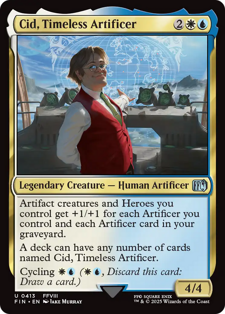 Cid, Timeless Artificer - Uncommon Legendary Creature — Human Artificer card from Final Fantasy