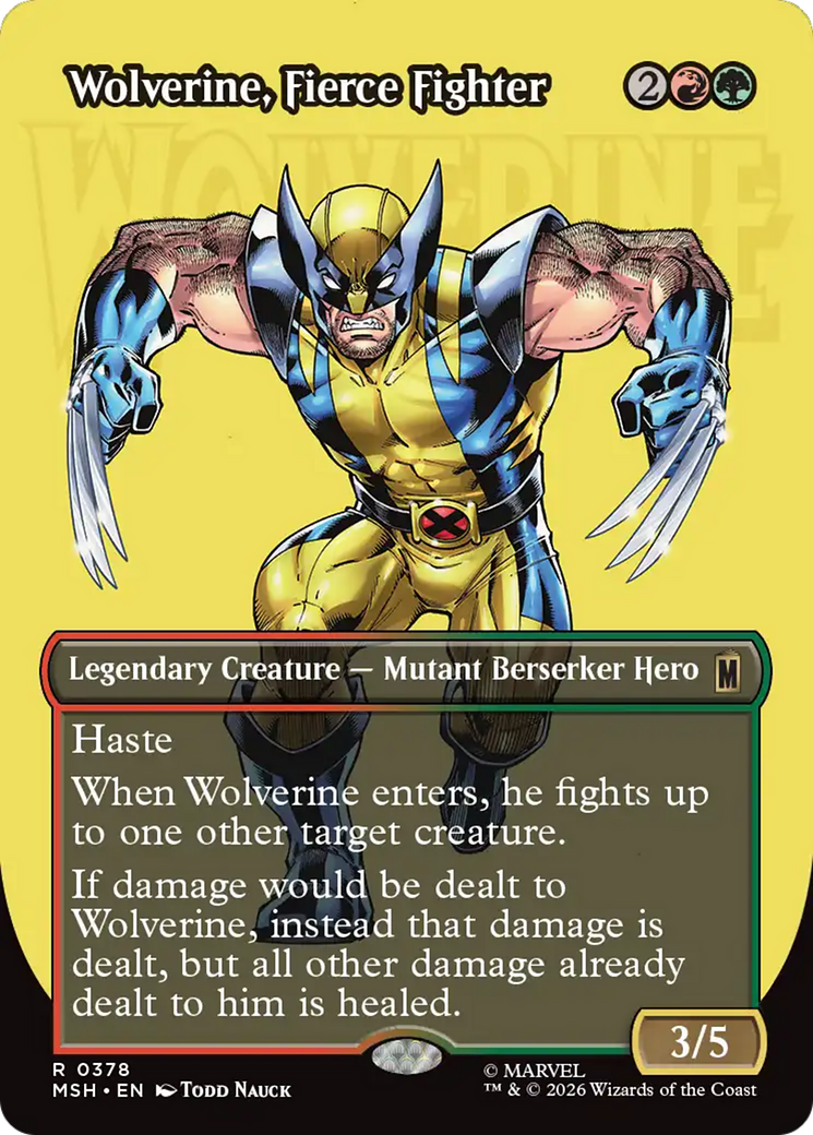 Wolverine, Fierce Fighter - Rare Legendary Creature — Mutant Berserker Hero card from Marvel Super Heroes