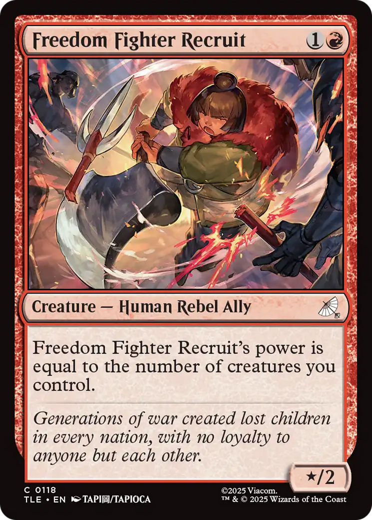 Freedom Fighter Recruit - Common Creature — Human Rebel Ally card from Avatar: The Last Airbender Eternal