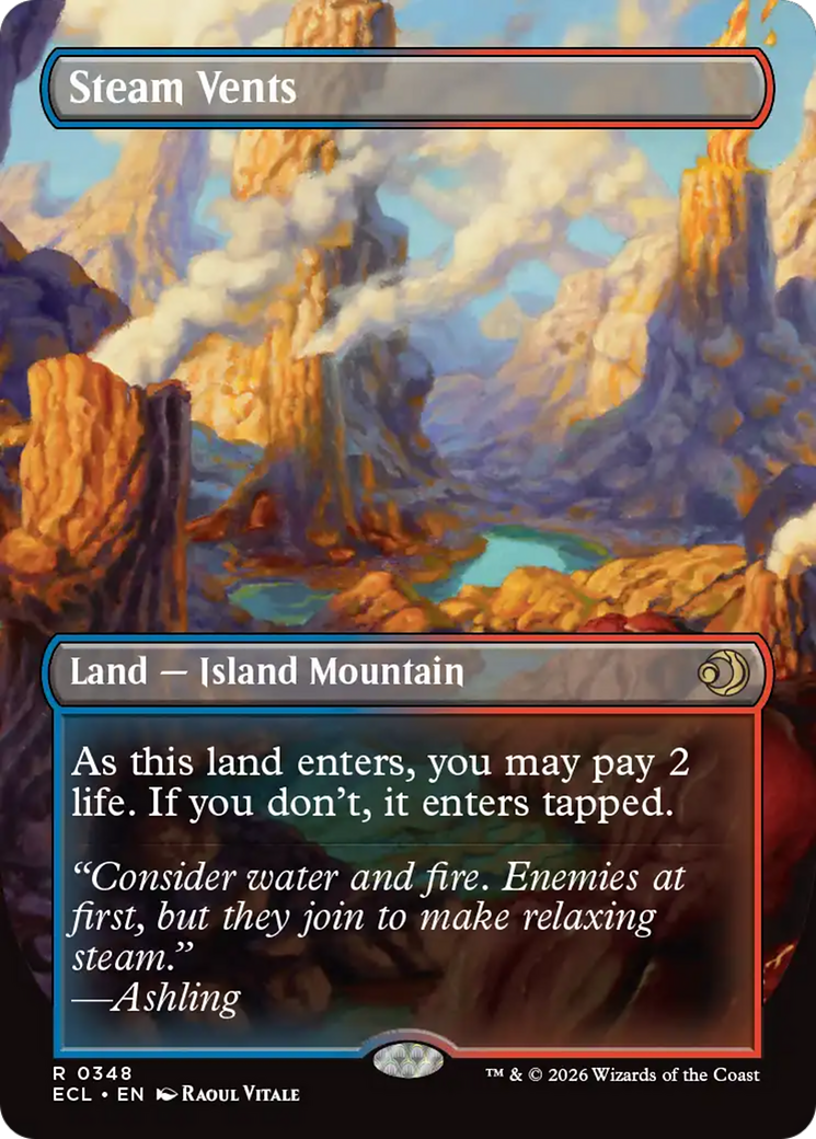 Steam Vents // Steam Vents - Rare Land — Island Mountain card from Lorwyn Eclipsed