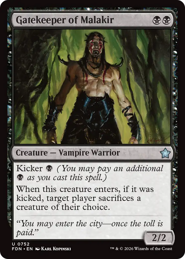 Gatekeeper of Malakir - Uncommon Creature — Vampire Warrior card from Foundations
