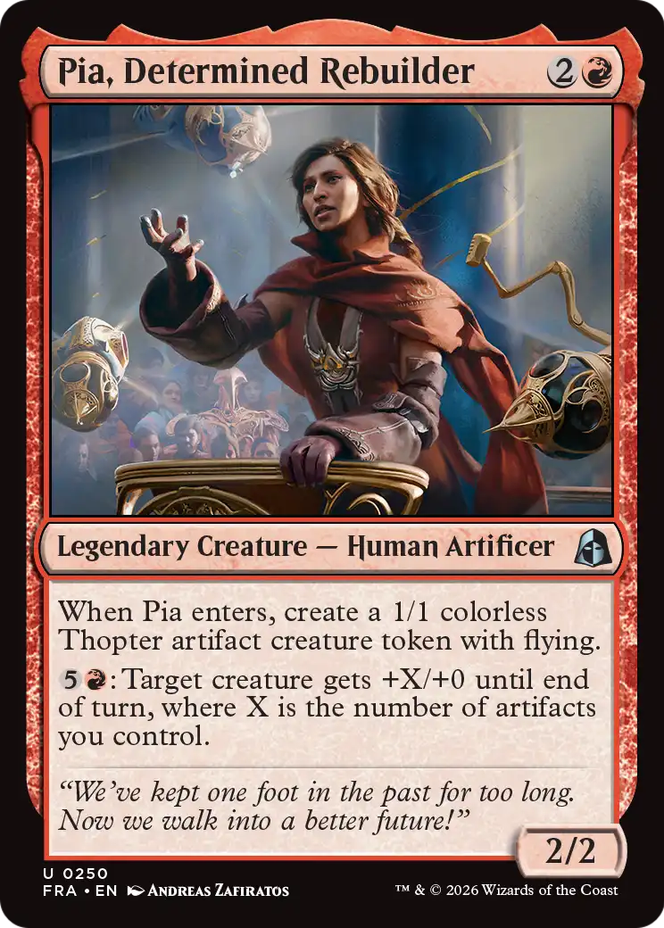 Pia, Determined Rebuilder - Uncommon Legendary Creature — Human Artificer card from Reality Fracture
