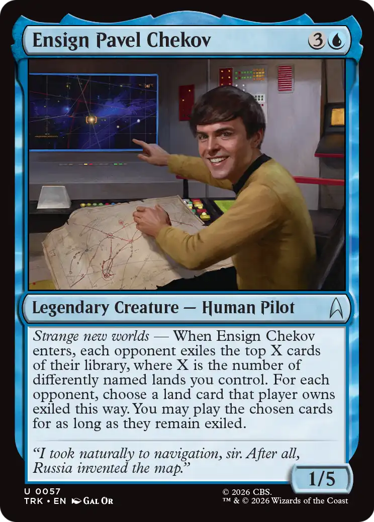 Ensign Pavel Chekov - Uncommon Legendary Creature — Human Pilot card from Star Trek