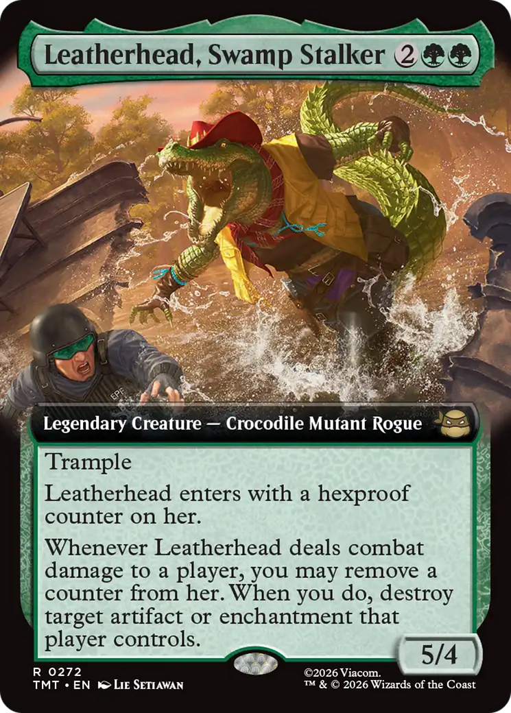 Leatherhead, Swamp Stalker - Rare Legendary Creature — Crocodile Mutant Rogue card from Teenage Mutant Ninja Turtles