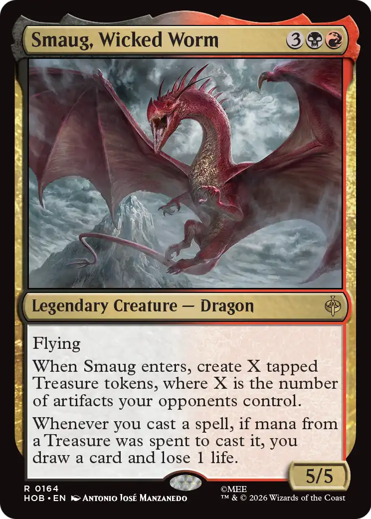 Smaug, Wicked Worm - Rare Legendary Creature — Dragon card from The Hobbit