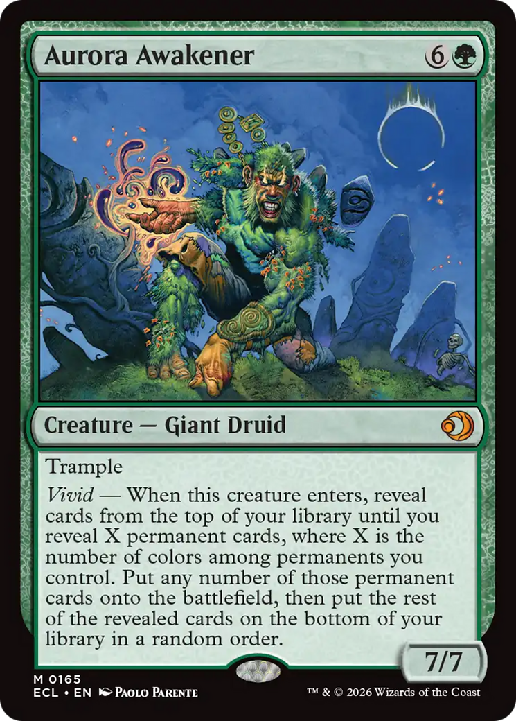 Aurora Awakener - Mythic Creature — Giant Druid card from Lorwyn Eclipsed