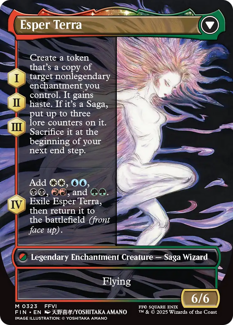 Back face of Terra, Magical Adept // Esper Terra - Legendary Enchantment Creature — Saga Wizard card