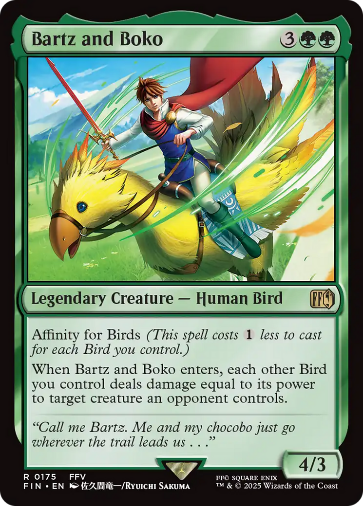 Bartz and Boko - Rare Legendary Creature — Human Bird card from Final Fantasy