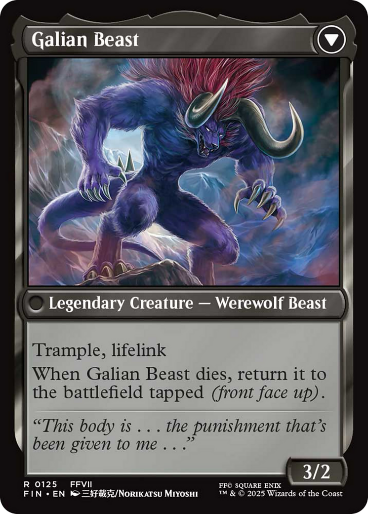 Back face of Vincent Valentine // Galian Beast - Legendary Creature — Werewolf Beast card