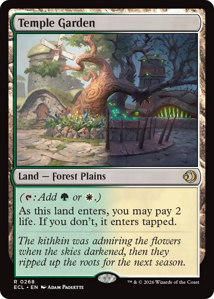 Temple Garden - Rare Land — Forest Plains card from Lorwyn Eclipsed