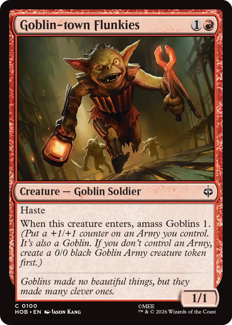 Goblin-town Flunkies - Common Creature — Goblin Soldier card from The Hobbit