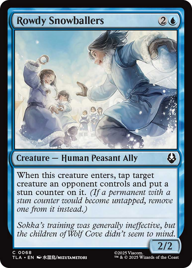 Rowdy Snowballers - Common Creature — Human Peasant Ally card from Avatar: The Last Airbender