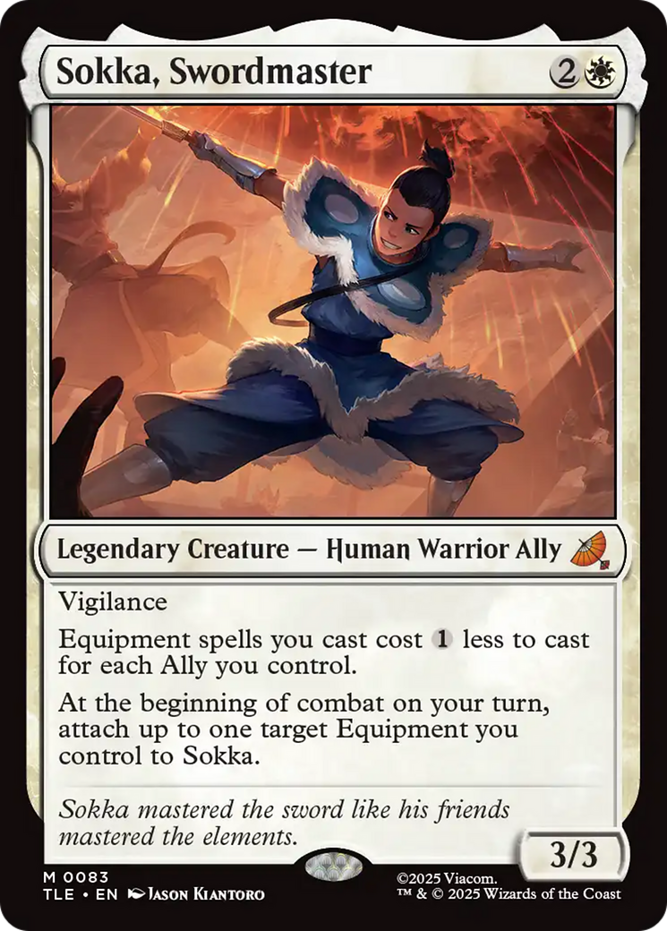 Sokka, Swordmaster - Mythic Legendary Creature — Human Warrior Ally card from Avatar: The Last Airbender Eternal
