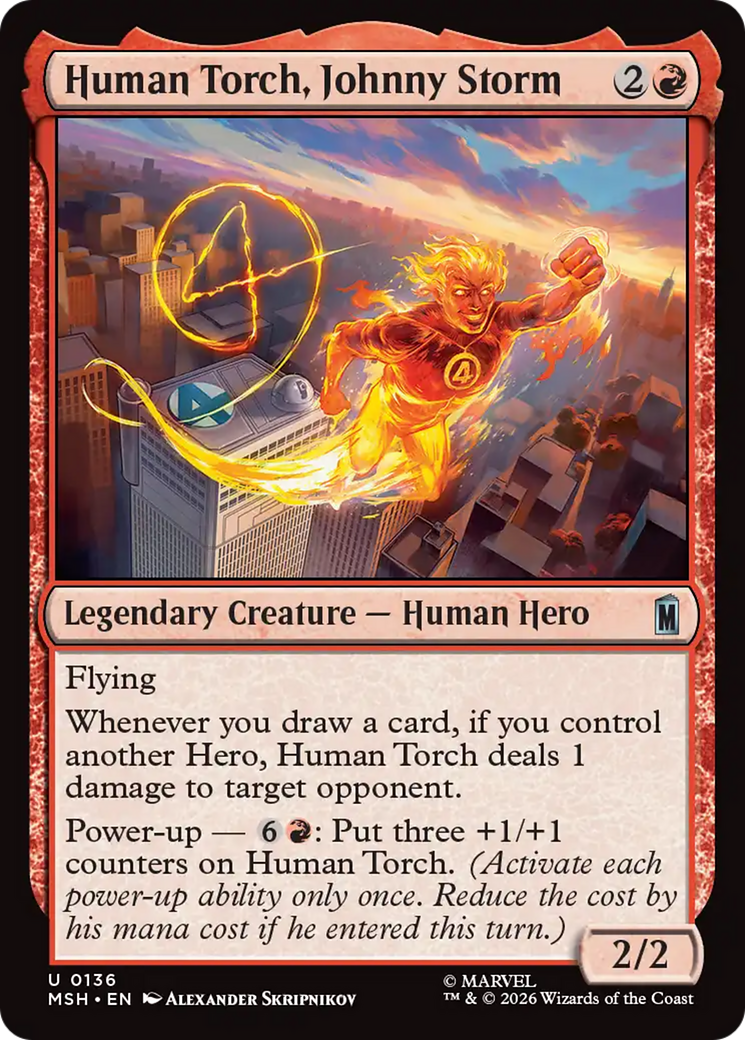 Human Torch, Johnny Storm - Uncommon Legendary Creature — Human Hero card from Marvel Super Heroes