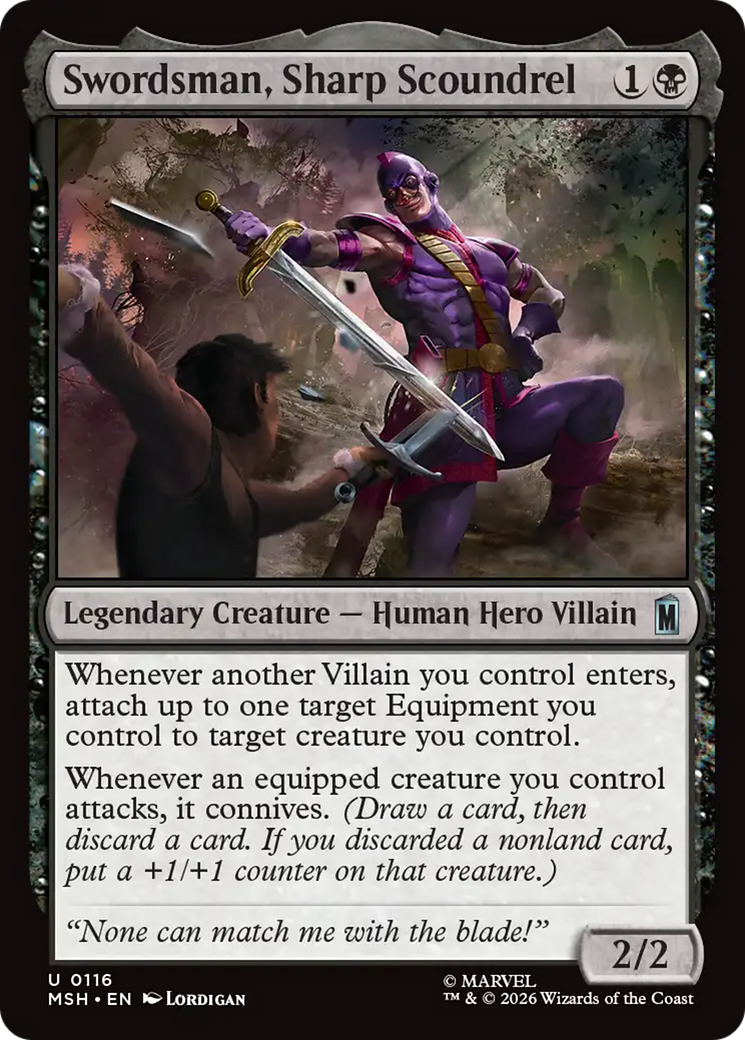 Swordsman, Sharp Scoundrel - Uncommon Legendary Creature — Human Hero Villain card from Marvel Super Heroes