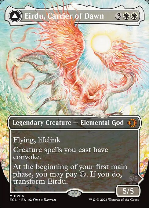 Eirdu, Carrier of Dawn // Isilu, Carrier of Twilight - Mythic rare card from Lorwyn Eclipsed
