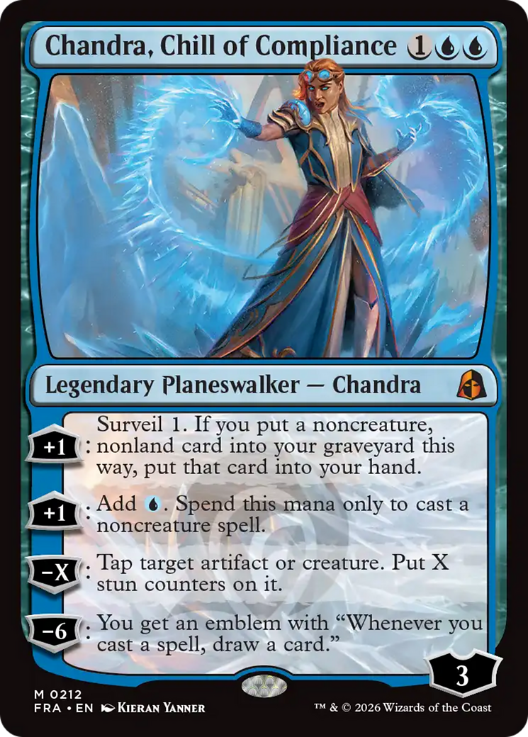 Chandra, Chill of Compliance - Mythic Legendary Planeswalker — Chandra card from Reality Fracture