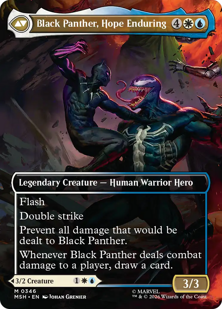 Back face of King T'Challa // Black Panther, Hope Enduring - Legendary Creature — Human Noble Hero card