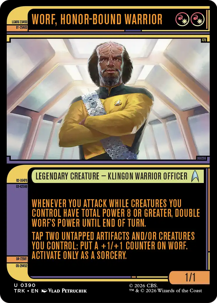 Worf, Honor-Bound Warrior - Uncommon Legendary Creature — Klingon Warrior Officer card from Star Trek