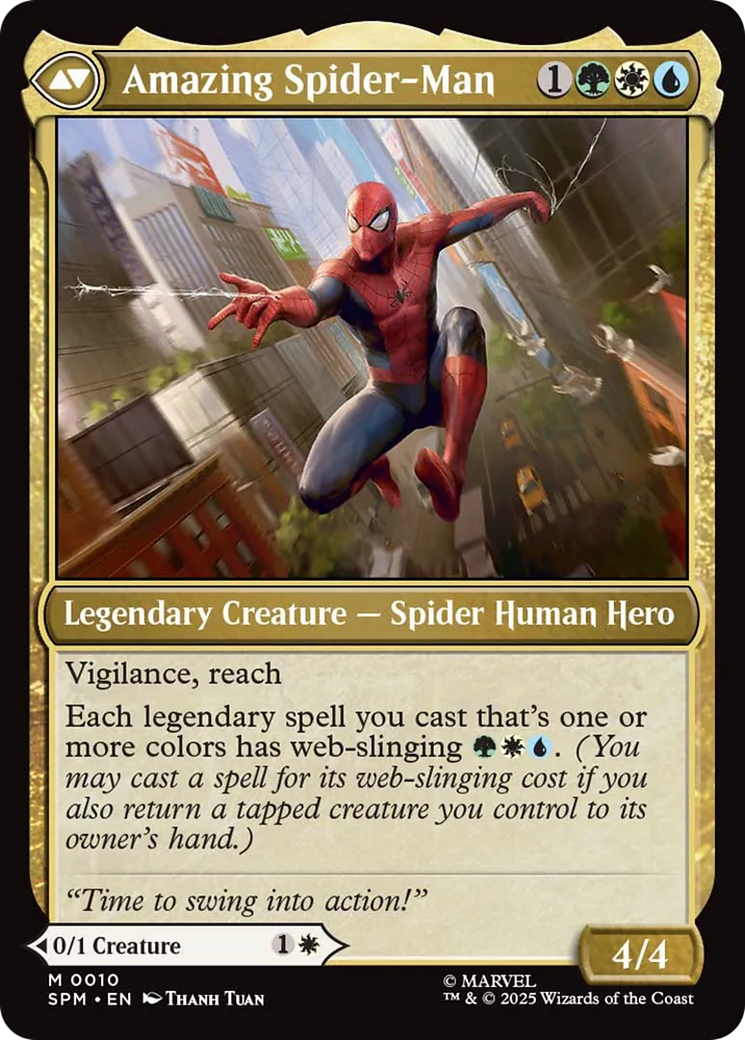 Back face of Peter Parker // Amazing Spider-Man - Legendary Creature — Human Scientist Hero card