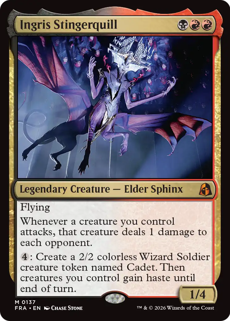 Ingris Stingerquill - Mythic Legendary Creature — Elder Sphinx card from Reality Fracture
