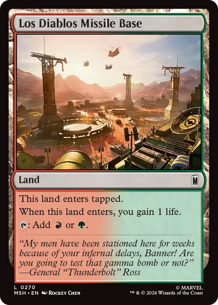 Los Diablos Missile Base - Common Land card from Marvel Super Heroes