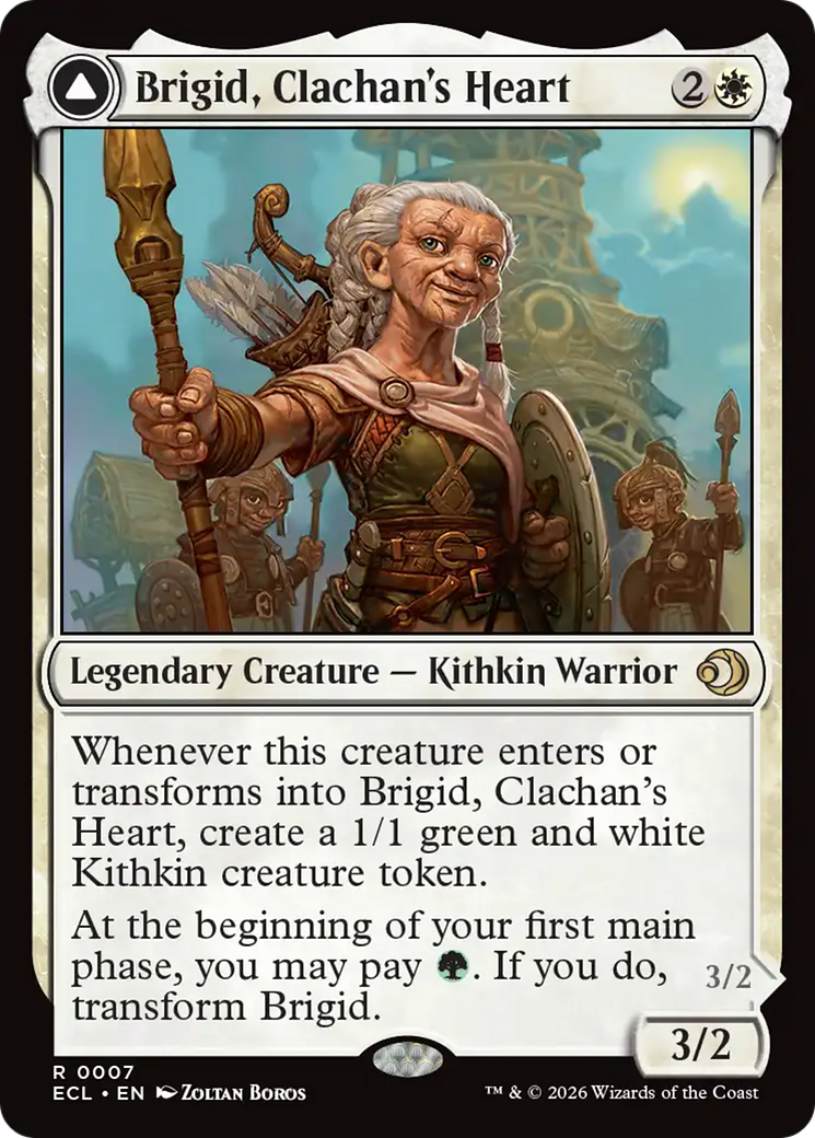 Brigid, Clachan's Heart // Brigid, Doun's Mind - Rare Legendary Creature — Kithkin Warrior card from Lorwyn Eclipsed