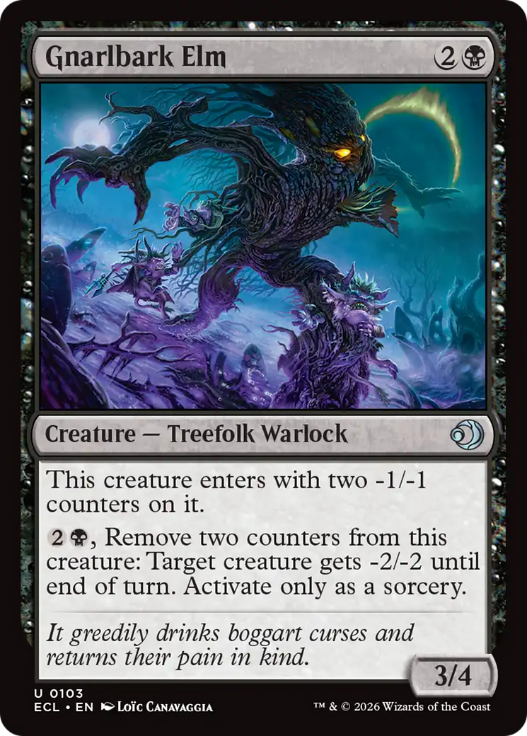 Gnarlbark Elm - Uncommon Creature — Treefolk Warlock card from Lorwyn Eclipsed