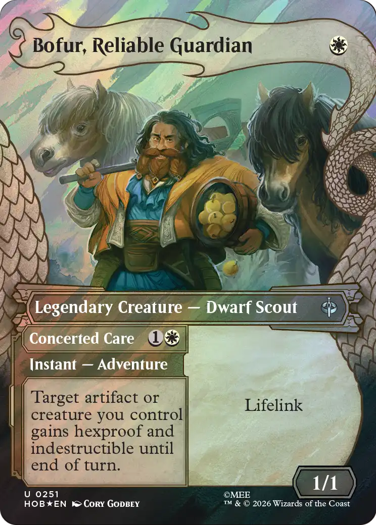 Bofur, Reliable Guardian // Concerted Care - Uncommon Instant — Adventure card from The Hobbit
