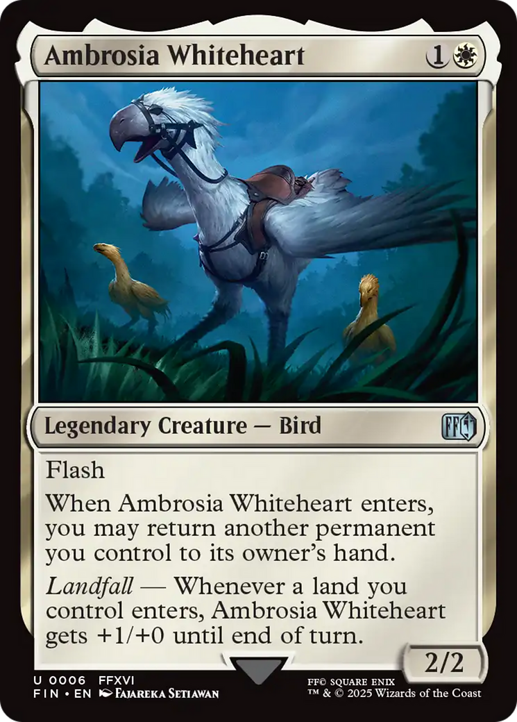 Ambrosia Whiteheart - Uncommon Legendary Creature — Bird card from Final Fantasy