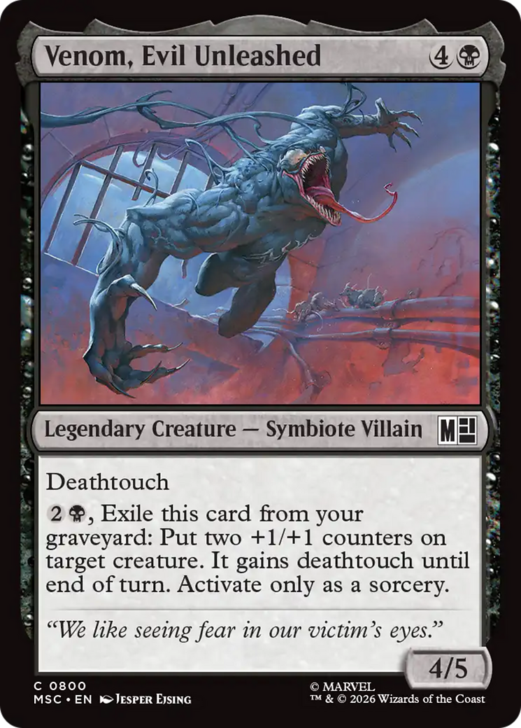 Venom, Evil Unleashed - Common Legendary Creature — Symbiote Villain card from Marvel Super Heroes Commander