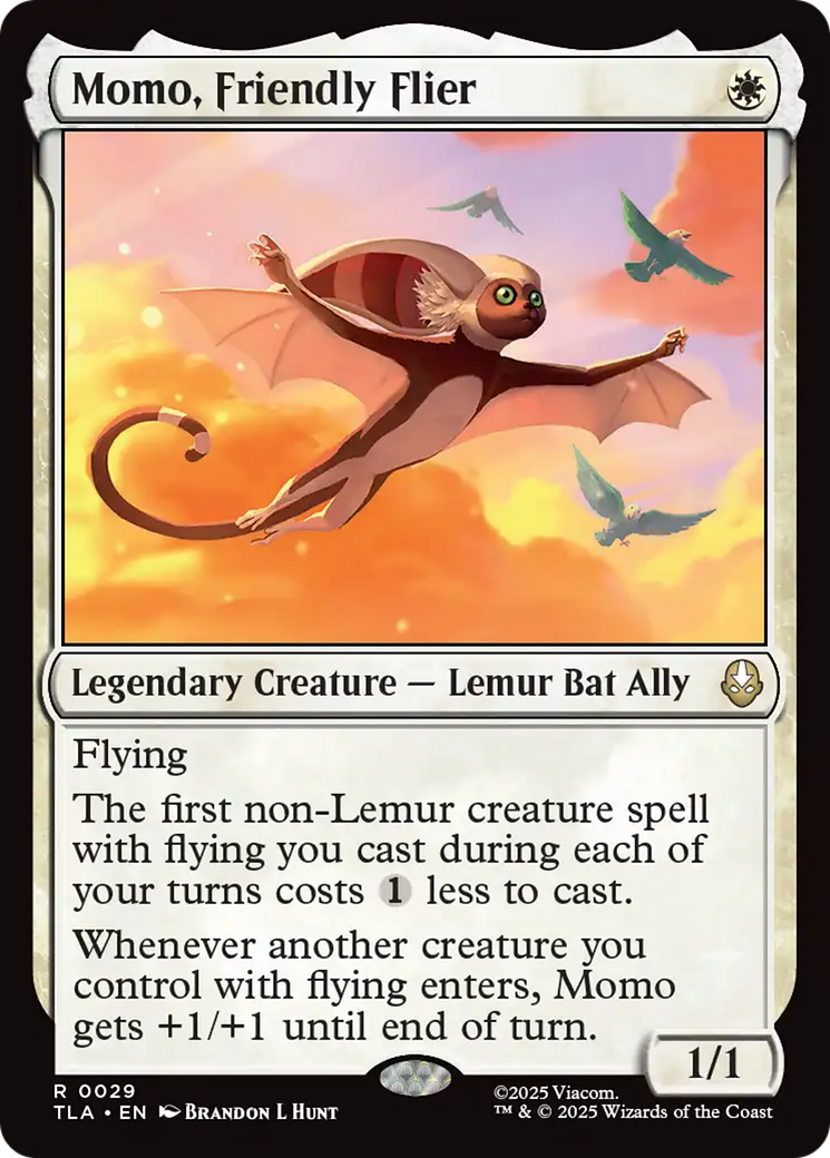 Momo, Friendly Flier - Rare Legendary Creature — Lemur Bat Ally card from Avatar: The Last Airbender