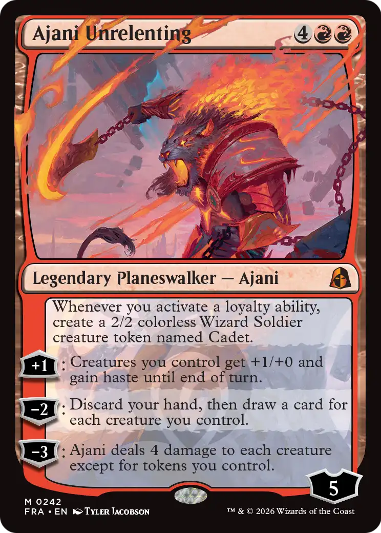 Ajani Unrelenting - Mythic Legendary Planeswalker — Ajani card from Reality Fracture