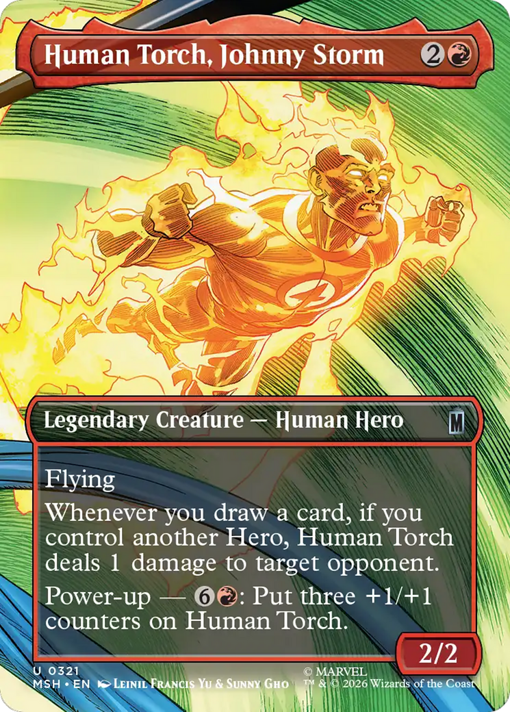 Human Torch, Johnny Storm - Uncommon Legendary Creature — Human Hero card from Marvel Super Heroes