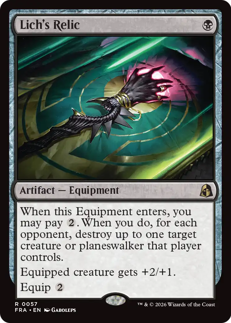 Lich's Relic - Rare Artifact — Equipment card from Reality Fracture