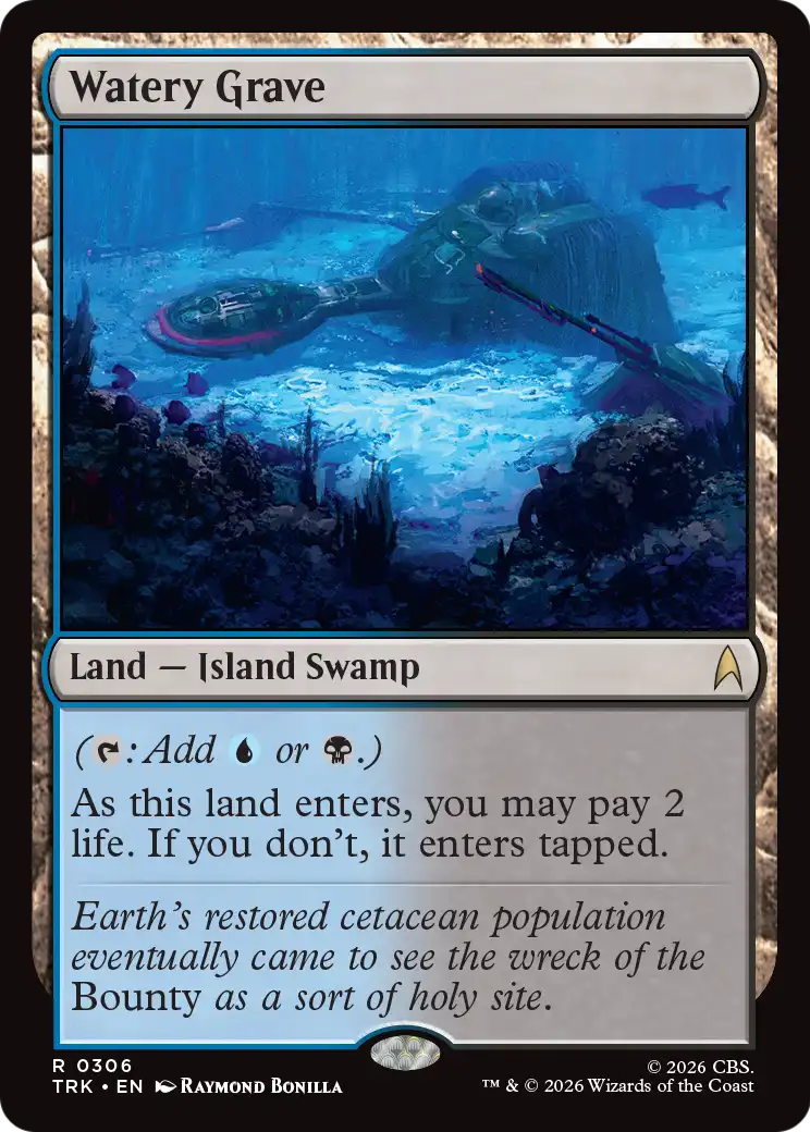 Watery Grave - Rare Land — Island Swamp card from Star Trek
