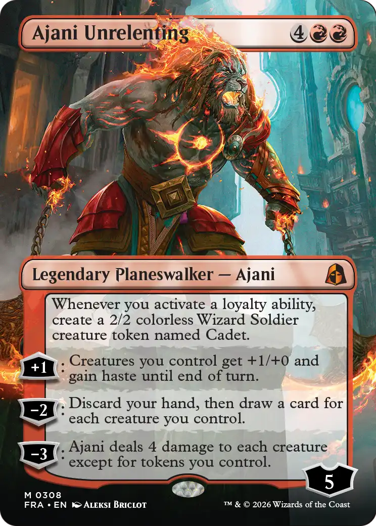 Ajani Unrelenting - Mythic Legendary Planeswalker — Ajani card from Reality Fracture