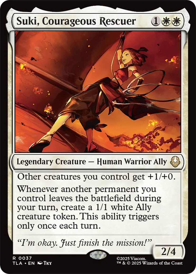 Suki, Courageous Rescuer - Rare Legendary Creature — Human Warrior Ally card from Avatar: The Last Airbender